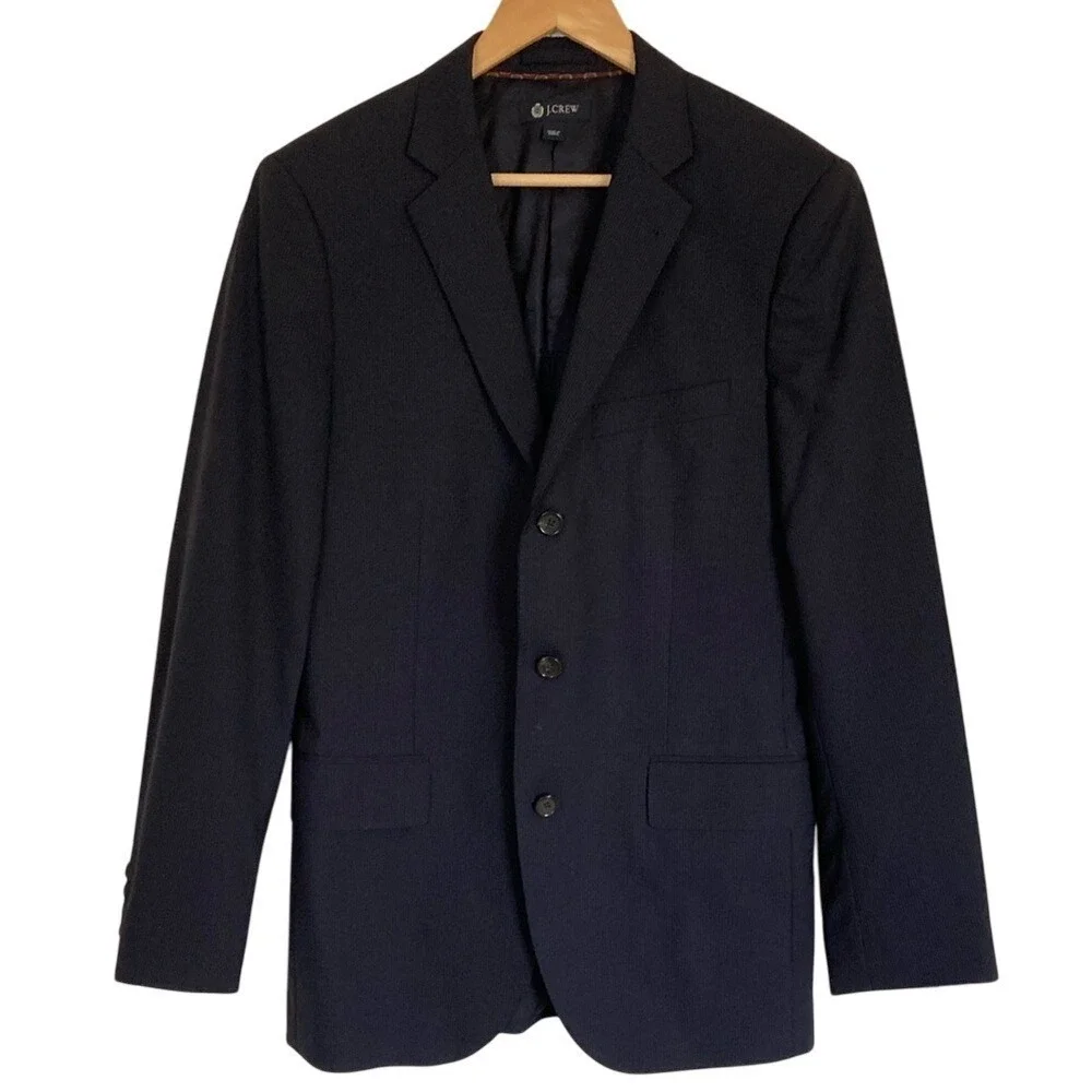 J.‎ Crew Men's Alridge Wool Blazer Jacket Navy Pinstripe Size 38R 3 Button
